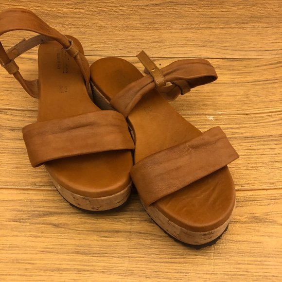 Sundance brown cognac  wedge cork sandals, 7.5 - Picture 7 of 12